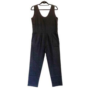 OZMA Raw Silk Minimalist Jumpsuit Black Size XS